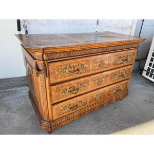 Important Commode Circa 1800 Marquetry Austria Or Germany